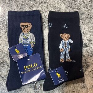 2-pair Polo Ralph Lauren Organic Cotton Blend Bear Socks Japan Size S (23-25cm)